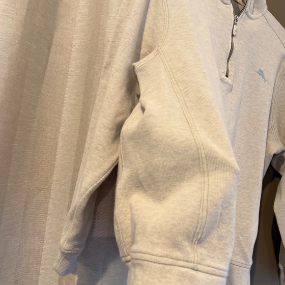 Tommy Bahama Men's Sweater Oatmeal Relax Pullover 1/4 Zip, Size Small - Picture 5 of 13